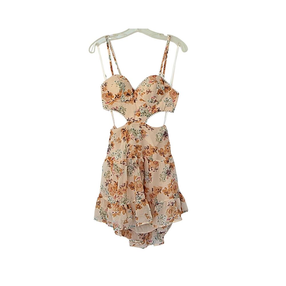 In The Now Sweetheart Tied-Back Mini Dress - Beige - S